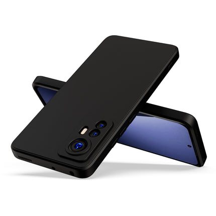 Matte Lens Protective Shockproof Flexible Back Cover for Xiaomi 12 PRO (5G), Slim Silicone with Soft Lining Shockproof Flexible Full Body Bumper Case (Black)