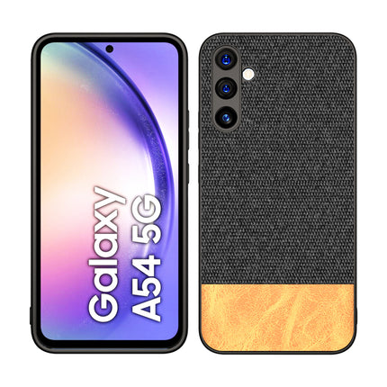 Kapa Soft Fabric & Leather Hybrid Protective Cover for Samsung Galaxy A54 (5G) | Shockproof Slim Hard Anti Slip Back Case (Black,Brown)