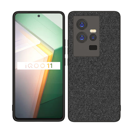 Kapa Soft Full Fabric Hybrid for IQOO 11 Back Cover | Shockproof Hybrid Slim Hard Anti Slip Back Case (Black)