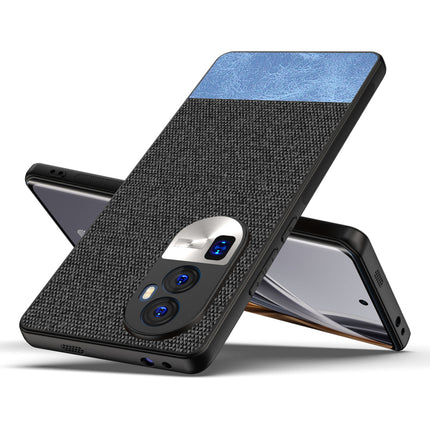Kapa Soft Fabric & Leather Hybrid Protective Back Cover for Oppo Reno 10 Pro Plus | Shockproof Slim Hard Anti Slip Back Case (Black::Blue) - Mobizang
