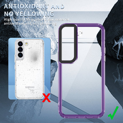 Kapa Warrior Acrylic Clear Back Cover For Samsung Galaxy S23 Plus | Slim Shockproof [Military Grade Protection] Hybrid Bumper Case (Purple Sides)