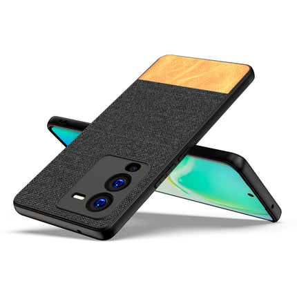Kapa Soft Fabric & Leather Hybrid Protective Case Cover for Vivo V25 PRO (5G) (Black,Brown) - Mobizang
