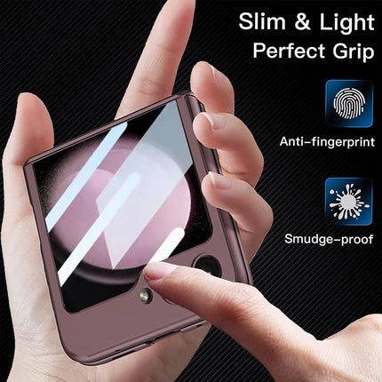 Kapa Ultra Thin Back Cover for Galaxy Z Flip5 / Z Flip 5 | Magnetic Hinge Protection and Inbuilt Glass Window Protection (Wine Red)