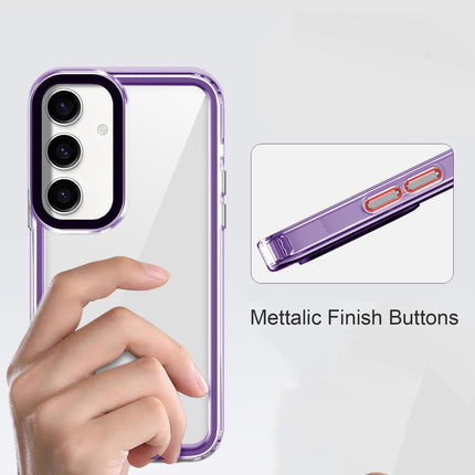 Kapa Warrior Acrylic Clear Back Cover For Samsung Galaxy S24 PLUS | Slim Shockproof [Military Grade Protection] Hybrid Bumper Case (Purple Sides)