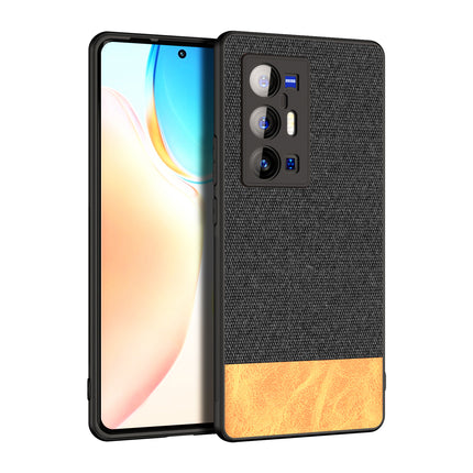 Soft Fabric & Leather Hybrid Protective Case Cover for Vivo X70 PRO PLUS (Black,Brown)