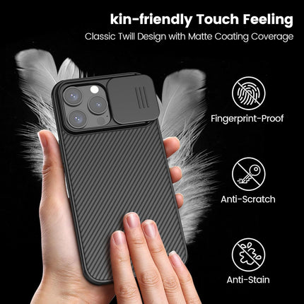 Kapa Camshield Back Cover for Apple iPhone 15 Pro Max | Inbuilt Slider Shockproof Lens Protection Case (Black)