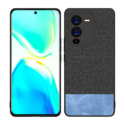 Kapa Soft Fabric & Leather Hybrid Protective Case Cover for Vivo V25 PRO (5G) (Black,Blue)