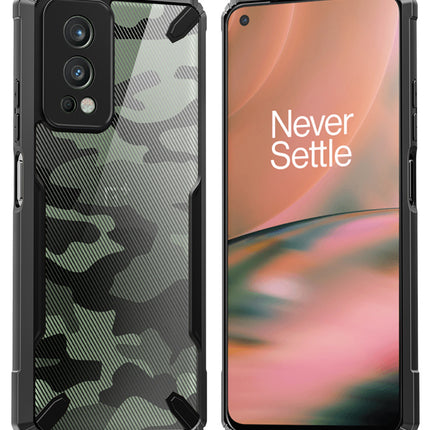 Kapa Bull Camouflage Back Cover for OnePlus Nord 2, Shockproof Slim Hybrid Clear Case (Black)