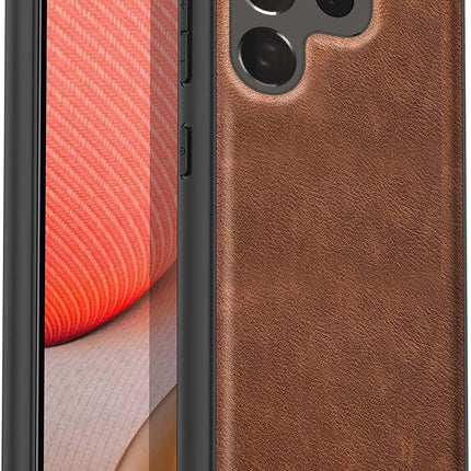 Kapa Tux Back Case for Samsung Galaxy S23 ULTRA | Slim Leather Shockproof Camera Protection Back Cover (Brown)