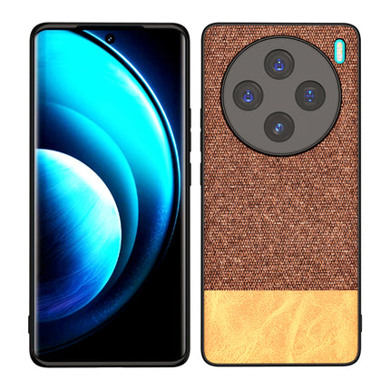 Kapa Soft Fabric & Leather Hybrid Protective Back Cover for Vivo X100 | Shockproof Slim Hard Anti Slip Back Case (Brown)