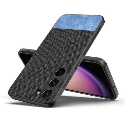 Kapa Soft Fabric & Leather Hybrid for Samsung Galaxy S23 Plus Back Cover | Shockproof Hybrid Slim Hard Anti Slip Back Case (Black , Blue)