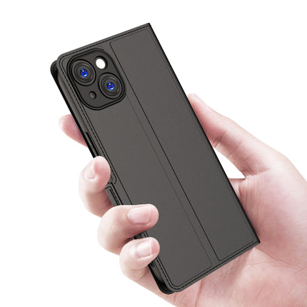 Kapa Noble Slim Magnetic Leather Flip Case Cover for Apple iPhone 15 PLUS | Card Holder Stand Leather Flip Wallet Case (Black) - Mobizang