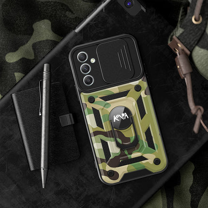 Kapa Tank Back Cover for Samsung Galaxy A54 (5G) | Inbuilt Ring + Slider Shockproof Lens Protection Case (Green)