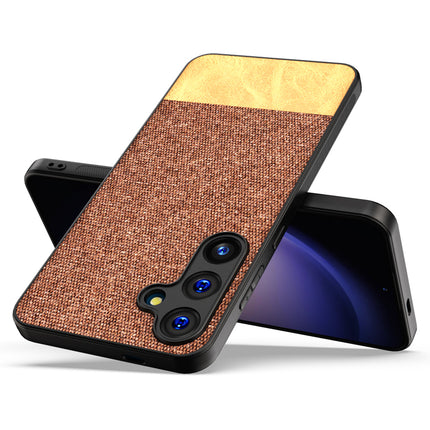 Kapa Soft Fabric & Leather Hybrid Protective Back Cover for Samsung Galaxy S24 PLUS | Shockproof Slim Hard Anti Slip Back Case (Brown)