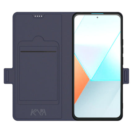 Kapa Noble Slim Magnetic Leather Flip Case Cover for Poco X6 PRO / Redmi Note 13 PRO | Card Holder Stand Leather Flip Wallet Case (Blue) - Mobizang