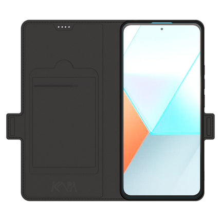 Kapa Noble Slim Magnetic Leather Flip Case Cover for Poco X6 PRO / Redmi Note 13 PRO | Card Holder Stand Leather Flip Wallet Case (Black)
