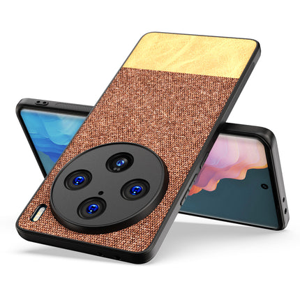 Kapa Soft Fabric & Leather Hybrid Protective Back Cover for Vivo X100 Pro | Shockproof Slim Hard Anti Slip Back Case (Brown)