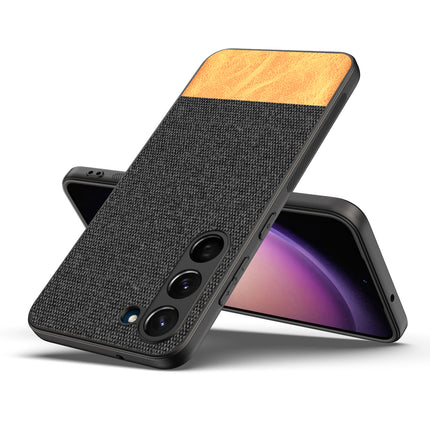 Kapa Soft Fabric & Leather Hybrid for Samsung Galaxy S23 Plus Back Cover | Shockproof Hybrid Slim Hard Anti Slip Back Case (Black , Brown)