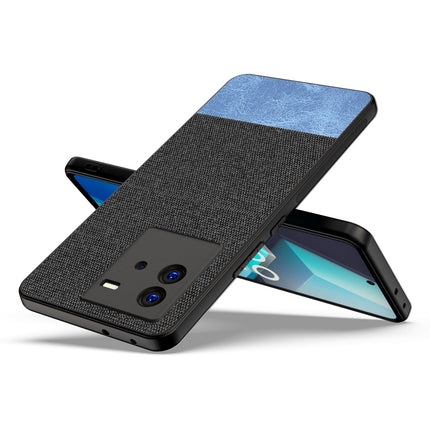 Kapa Soft Fabric & Leather Hybrid Protective Case Cover for Vivo IQOO Neo 6 (5G) (Black,Blue)