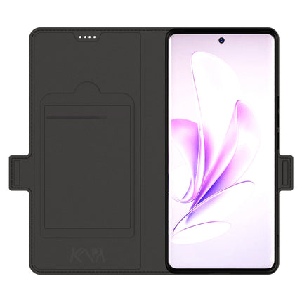 Kapa Noble Slim Magnetic Leather Flip Case Cover for Vivo V29 (5G) / Vivo V29 Pro (5G) | Card Holder Stand Leather Flip Wallet Case (Black)
