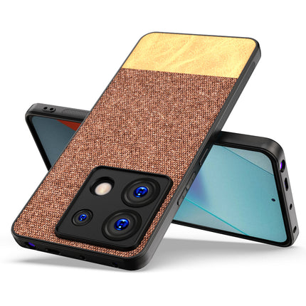 Kapa Soft Fabric & Leather Hybrid Protective Back Cover for Redmi Note 13 PRO | Shockproof Slim Hard Anti Slip Back Case (Brown)