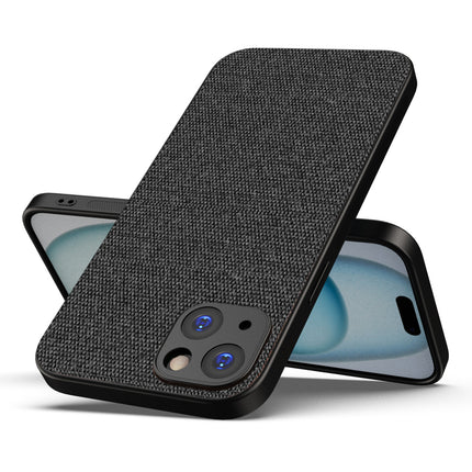 Kapa Soft Full Fabric Protective Back Case Cover for Apple iPhone 15 Plus | Shockproof Slim Hard Anti Slip Back Case (Black)