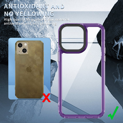Kapa Warrior Acrylic Clear Back Cover For Apple iPhone 15 | Slim Shockproof [Military Grade Protection] Hybrid Bumper Case (Purple Sides)