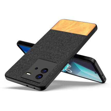 Kapa Soft Fabric & Leather Hybrid Protective Case Cover for Vivo IQOO Neo 6 (5G) (Black,Brown)