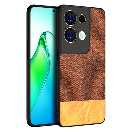 Kapa Soft Fabric & Leather Hybrid Protective Back Case Cover for Oppo Reno 8 PRO (5G) (Brown)