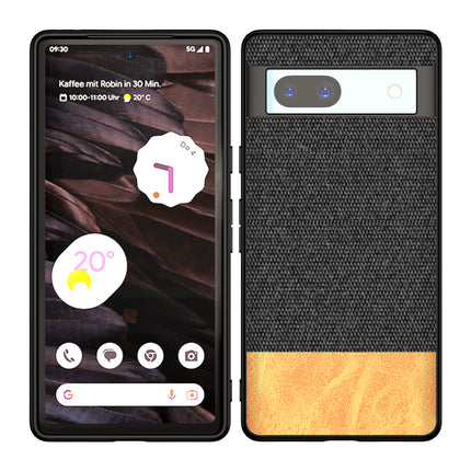 Kapa Soft Fabric & Leather Hybrid Protective Case Cover for Google Pixel 7A | Shockproof Slim Hard Anti Slip Back Case (Black,Brown)