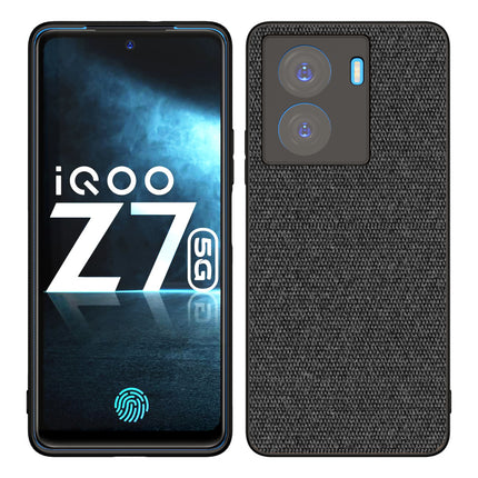 Kapa Soft Full Fabric Protective Back Case Cover for IQOO Z7 / Z7S (5G) | Shockproof Slim Hard Anti Slip Back Case (Black) - Mobizang