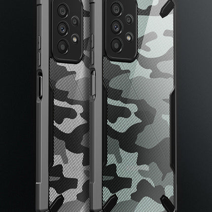 Kapa Bull Camouflage Back Cover for Samsung Galaxy A73 (5G), Shockproof Slim Hybrid Clear Case,Black