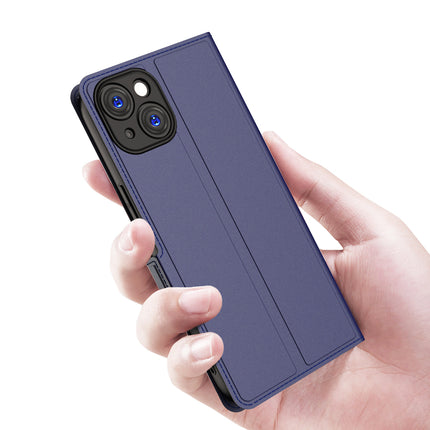 Kapa Noble Slim Magnetic Leather Flip Case Cover for Apple iPhone 15 PLUS | Card Holder Stand Leather Flip Wallet Case (Blue)
