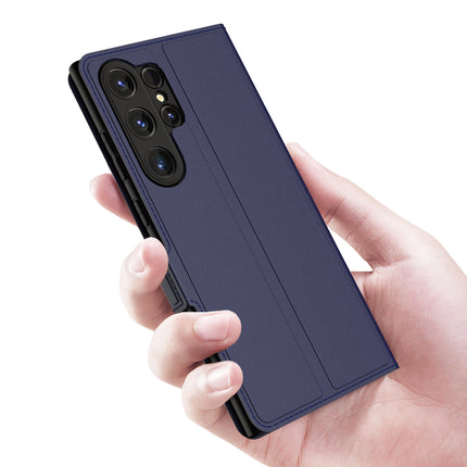 Kapa Noble Slim Magnetic Leather Flip Case Cover for Samsung Galaxy S24 Ultra | Card Holder Stand Leather Flip Wallet Case (Blue) - Mobizang