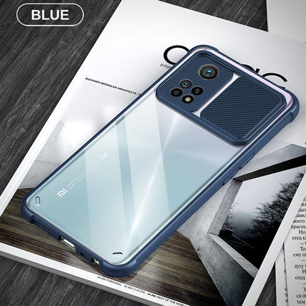 Slider Back Cover for Mi 10T / Mi 10T PRO , [Military Grade Protection] Shockproof Slim Clear Camera Shield Bumper Back Case (Blue)