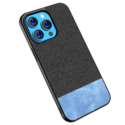 Kapa Soft Fabric & Leather Hybrid Protective Back Case Cover for Apple iPhone 14 Mini (Black,Blue)