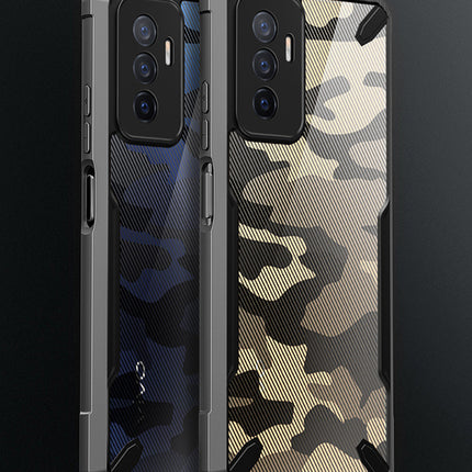 Kapa Bull Camouflage Back Cover for Vivo V23E (5G), Shockproof Slim Hybrid Clear Case (Black)