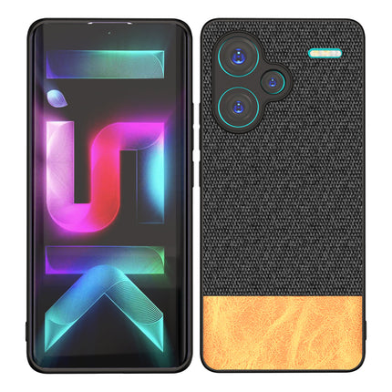 Kapa Soft Fabric & Leather Hybrid Protective Back Cover for Redmi Note 13 PRO PLUS | Shockproof Slim Hard Anti Slip Back Case (Black , Brown)