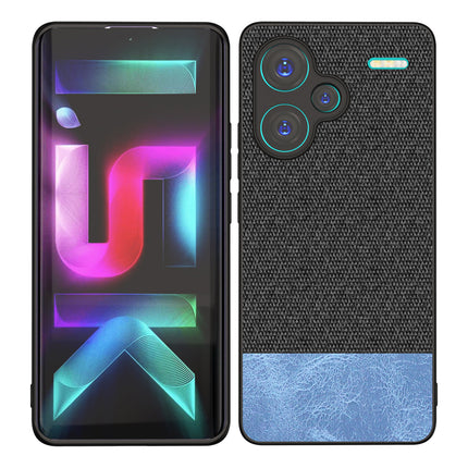 Kapa Soft Fabric & Leather Hybrid Protective Back Cover for Redmi Note 13 PRO PLUS | Shockproof Slim Hard Anti Slip Back Case (Black , Blue) - Mobizang