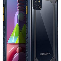 Unicorn for Samsung Galaxy M51 Clear Back Case, [Military Grade Protection] Shock Proof Slim Hybrid Bumper Cover (Blue) - Mobizang