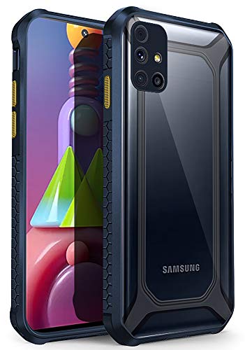 Unicorn for Samsung Galaxy M51 Clear Back Case, [Military Grade Protection] Shock Proof Slim Hybrid Bumper Cover (Blue) - Mobizang