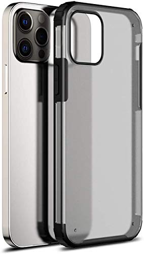 Shield Frosted Acrylic Back Shock Proof Case Cover for Apple iPhone 12 Pro Max (6.7), Black - Mobizang