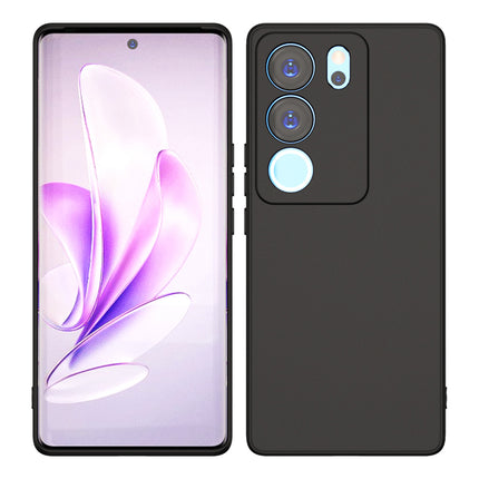 Kapa Matte Protective Lens Flexible Back Cover for VIvo V29 PRO (5G) | Slim Silicone with Soft Lining Shockproof Full Body Bumper Case (Black) - Mobizang