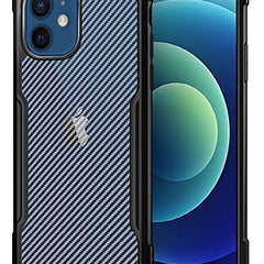 Beetle Carbon Back Case for Apple iPhone 12 Mini (5.4), [Military Grade Protection] Shock Proof Slim Hybrid Bumper Back Cover, Black - Mobizang