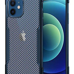 Beetle Carbon Back Case for Apple iPhone 12 Mini (5.4), [Military Grade Protection] Shock Proof Slim Hybrid Bumper Back Cover, Blue - Mobizang