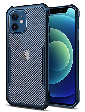 Beetle Carbon Back Case for Apple iPhone 12 Mini (5.4), [Military Grade Protection] Shock Proof Slim Hybrid Bumper Back Cover, Blue - Mobizang