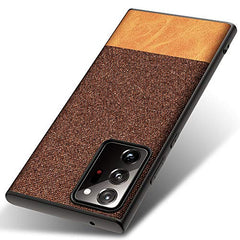 Soft Fabric & Leather Hybrid Protective Case Cover for Samsung Galaxy Note 20 Ultra (Brown) - Mobizang