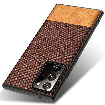 Soft Fabric & Leather Hybrid Protective Case Cover for Samsung Galaxy Note 20 Ultra (Brown) - Mobizang
