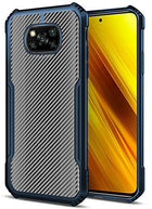 Beetle Carbon Back Case for Poco X3, [Military Grade Protection] Shock Proof Slim Hybrid Bumper Back Cover, Blue - Mobizang