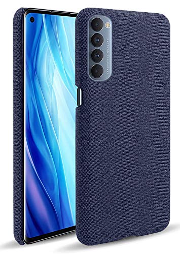 Woven Soft Fabric Case for Oppo Reno 4 PRO Back Cover, Shock Protection Slim Hard Anti Slip Back Cover, Blue - Mobizang